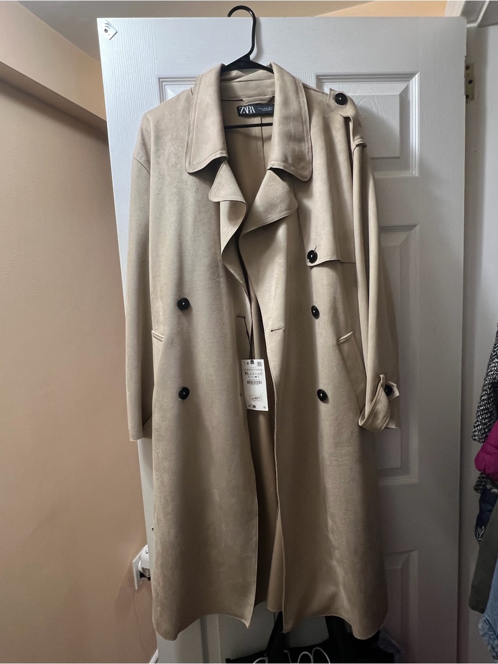 ZARA Beige Double-Breasted Trench Coat